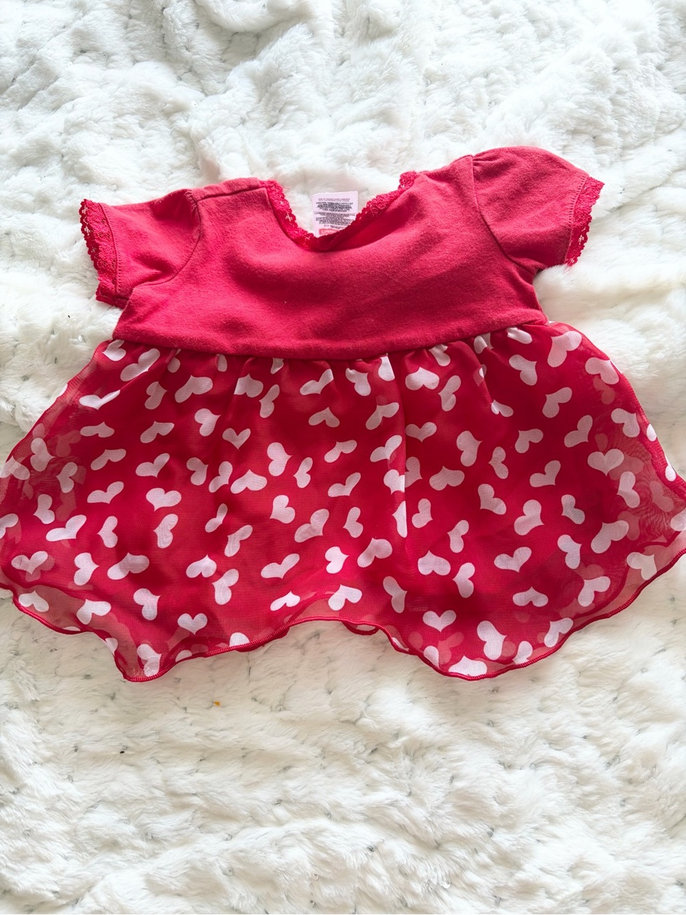 Fisher-Price Baby Girl Red Heart Dress 0–3M Lace Skirt Valentine’s Outfit